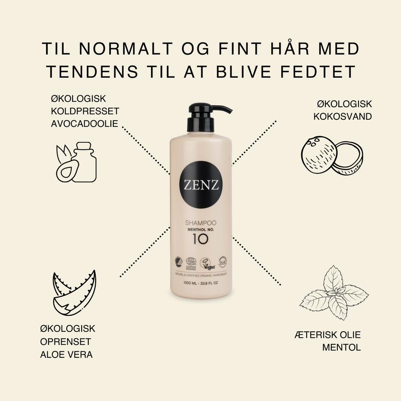 Hårpleje | Shampoo Menthol no. 10 (1000 ml) | ZENZ Organic – ZENZ Organic Products (DK)
