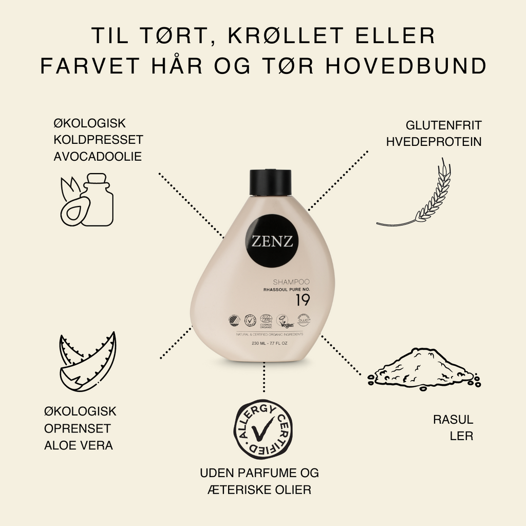 ZENZ Hårpleje | Shampoo Rhassoul Pure no. 19 (230 ml) | ZENZ Organic – Organic Products (DK)